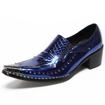 Men¡¯s Top-Grain Leather Metal Toe Slip On Western Loafers