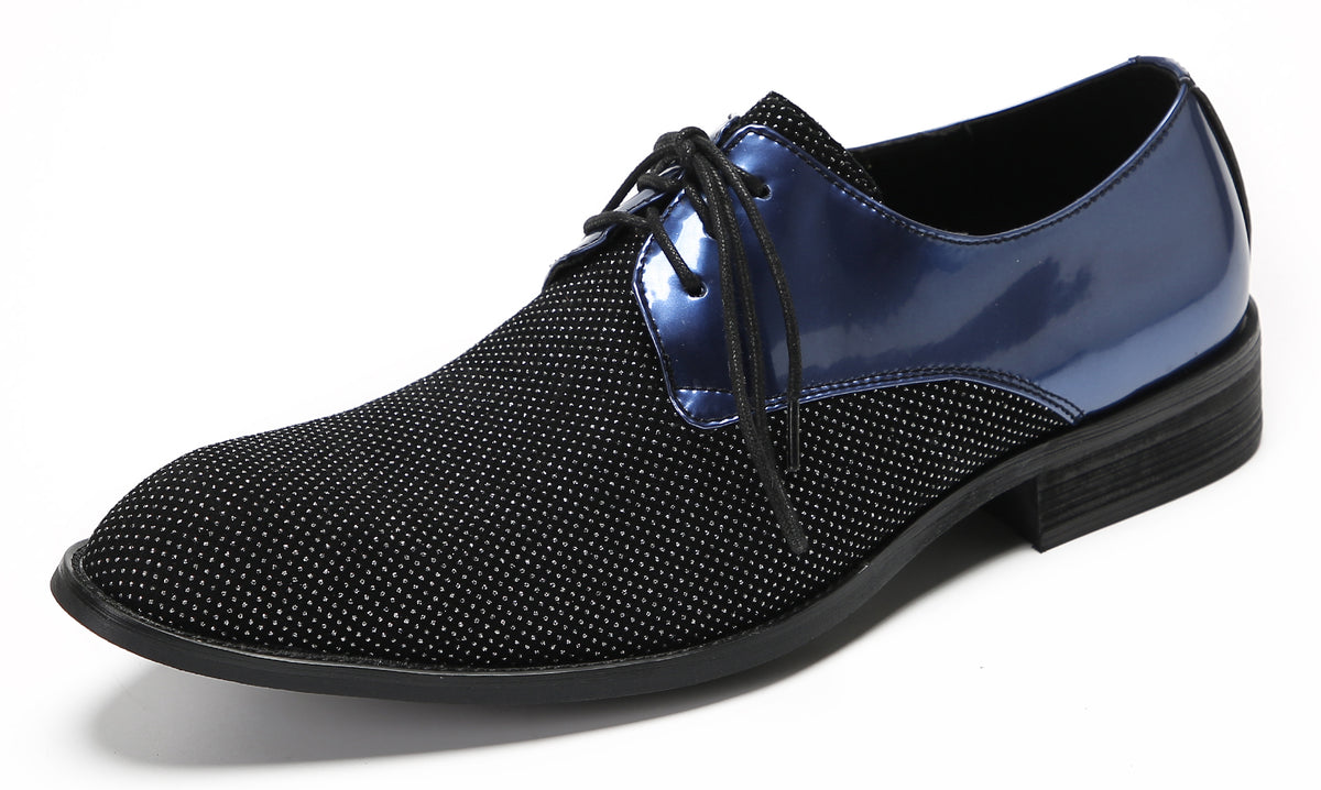Mens Black Dress Two Tone Leather Fashion Tuxedo Wingtip Oxfords