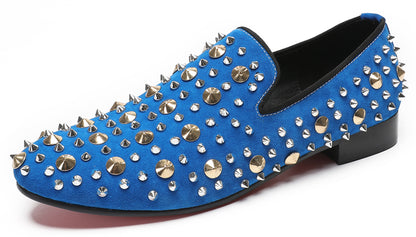 Mens Rocker Suede Party Dsico Ballroom Bar Disco Studded Loafers