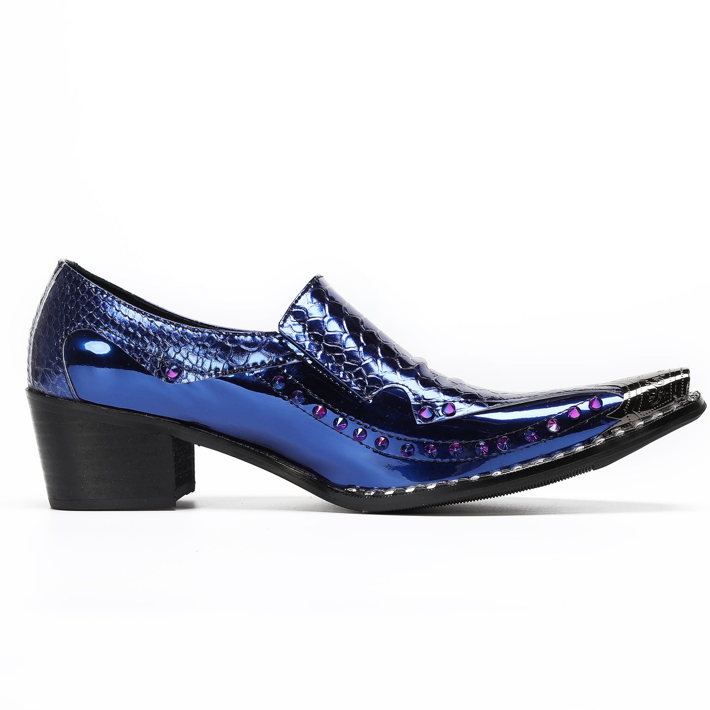 Men¡¯s Top-Grain Leather Metal Toe Slip On Western Loafers
