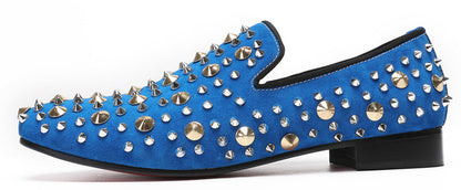 Mens Rocker Suede Party Dsico Ballroom Bar Disco Studded Loafers