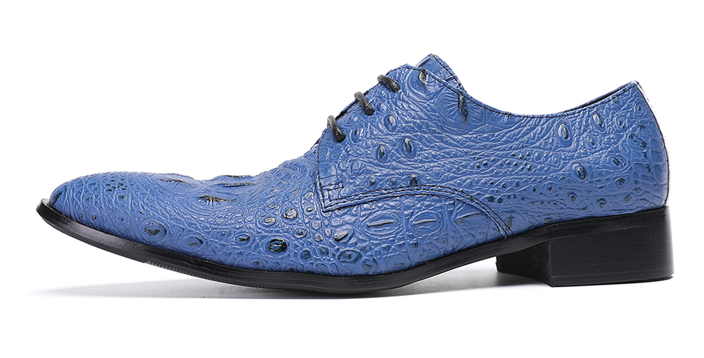 Mens Exotic Crocodile Pattern Dress Casual Oxfords
