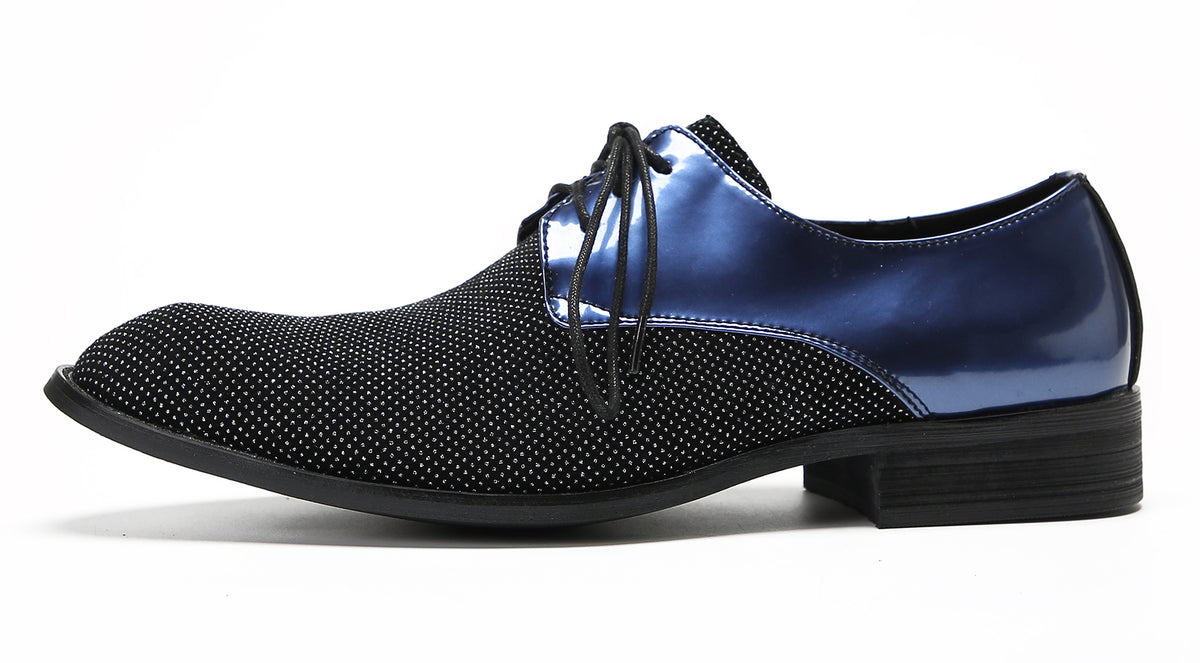Mens Black Dress Two Tone Leather Fashion Tuxedo Wingtip Oxfords