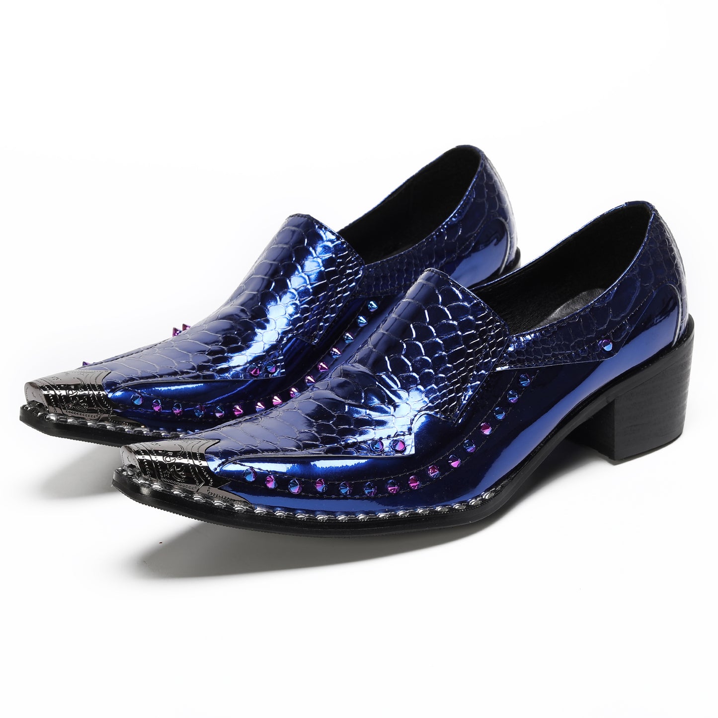 Men¡¯s Top-Grain Leather Metal Toe Slip On Western Loafers