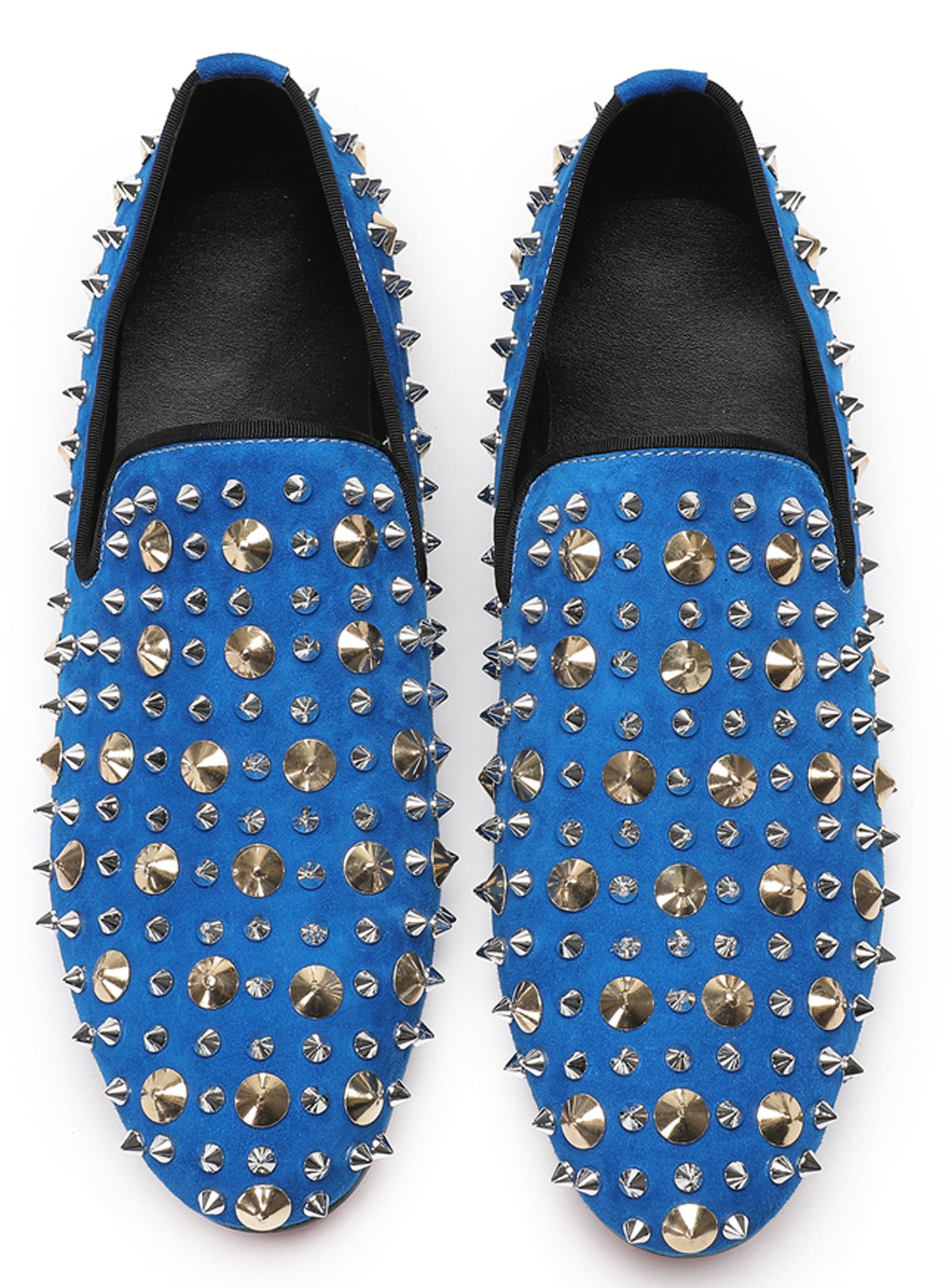 Mens Rocker Suede Party Dsico Ballroom Bar Disco Studded Loafers