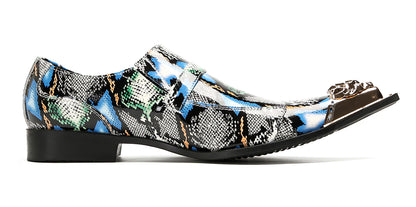 Mens Disco Party Dress Metal Pointed Toe Buckle Western Loafers