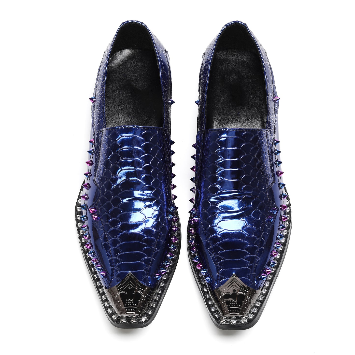 Men¡¯s Top-Grain Leather Metal Toe Slip On Western Loafers