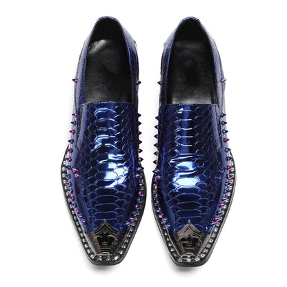 Men¡¯s Top-Grain Leather Metal Toe Slip On Western Loafers