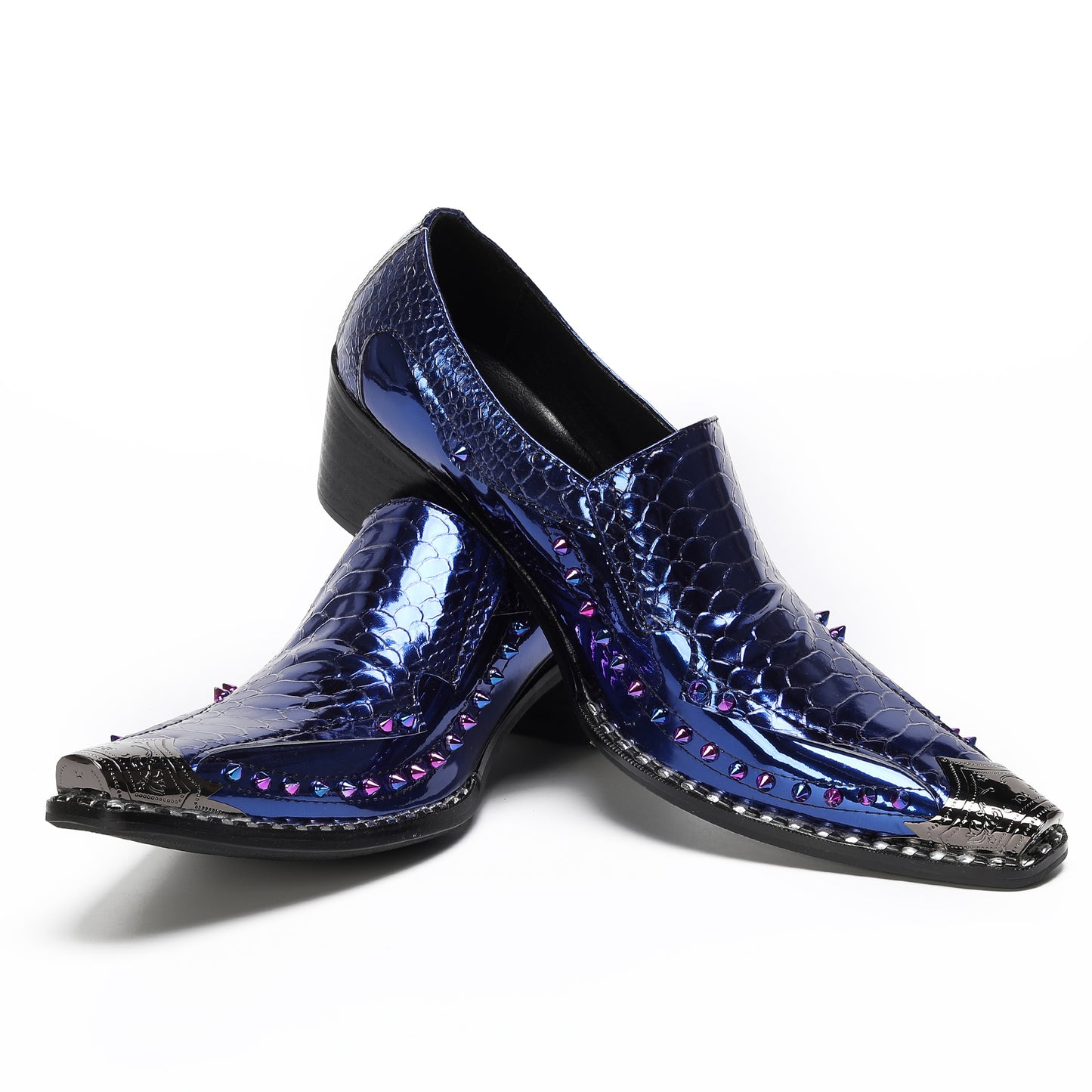 Men¡¯s Top-Grain Leather Metal Toe Slip On Western Loafers