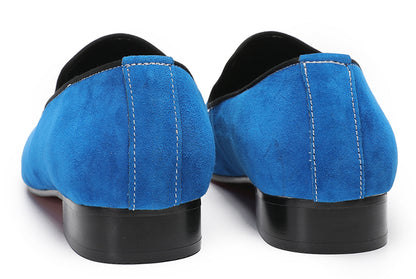 Mens Slip On Suede Metal Cap Toe Tiger Head Party Western Loafers