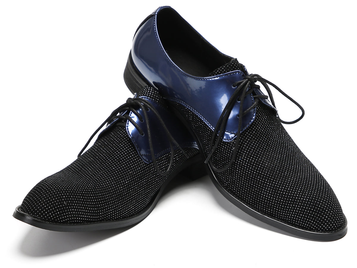 Mens Black Dress Two Tone Leather Fashion Tuxedo Wingtip Oxfords