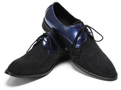 Mens Black Dress Two Tone Leather Fashion Tuxedo Wingtip Oxfords