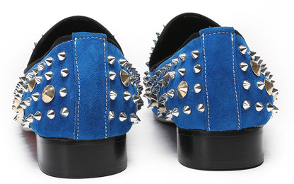 Mens Rocker Suede Party Dsico Ballroom Bar Disco Studded Loafers