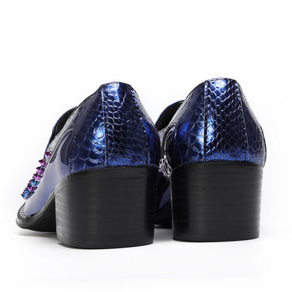 Men¡¯s Top-Grain Leather Metal Toe Slip On Western Loafers