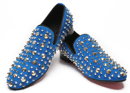 Mens Rocker Suede Party Dsico Ballroom Bar Disco Studded Loafers