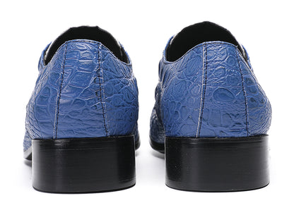 Mens Exotic Crocodile Pattern Dress Casual Oxfords