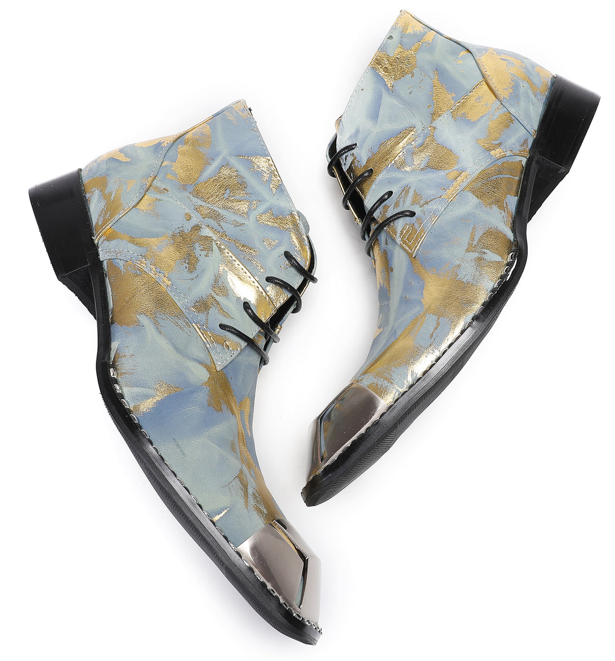 Mens Metal Squar Toe Genuine Leather Ankles Western Oxfords Boots
