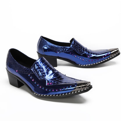 Men¡¯s Top-Grain Leather Metal Toe Slip On Western Loafers