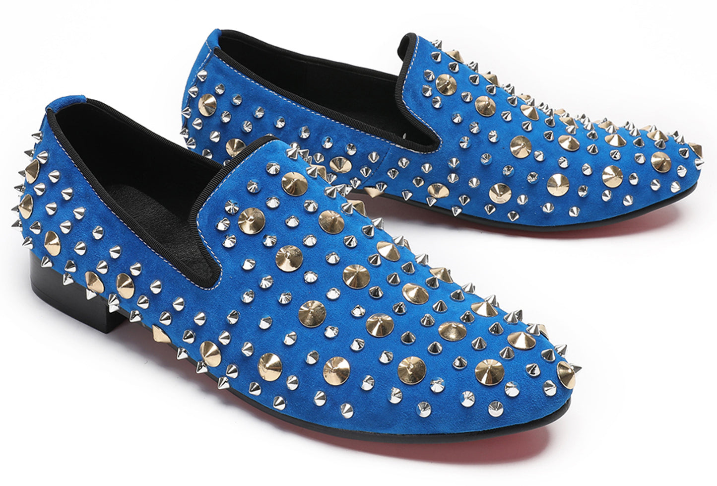 Mens Rocker Suede Party Dsico Ballroom Bar Disco Studded Loafers