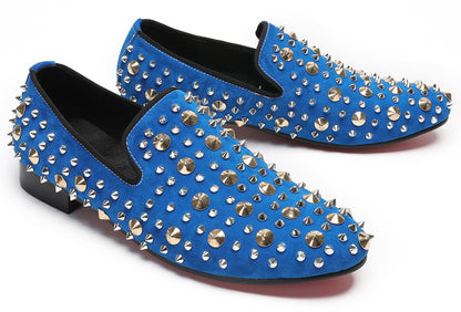 Mens Rocker Suede Party Dsico Ballroom Bar Disco Studded Loafers