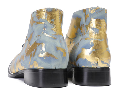 Mens Metal Squar Toe Genuine Leather Ankles Western Oxfords Boots
