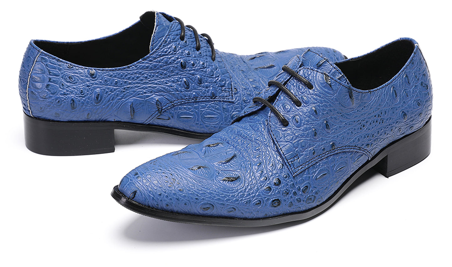 Mens Exotic Crocodile Pattern Dress Casual Oxfords