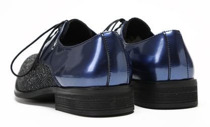 Mens Black Dress Two Tone Leather Fashion Tuxedo Wingtip Oxfords
