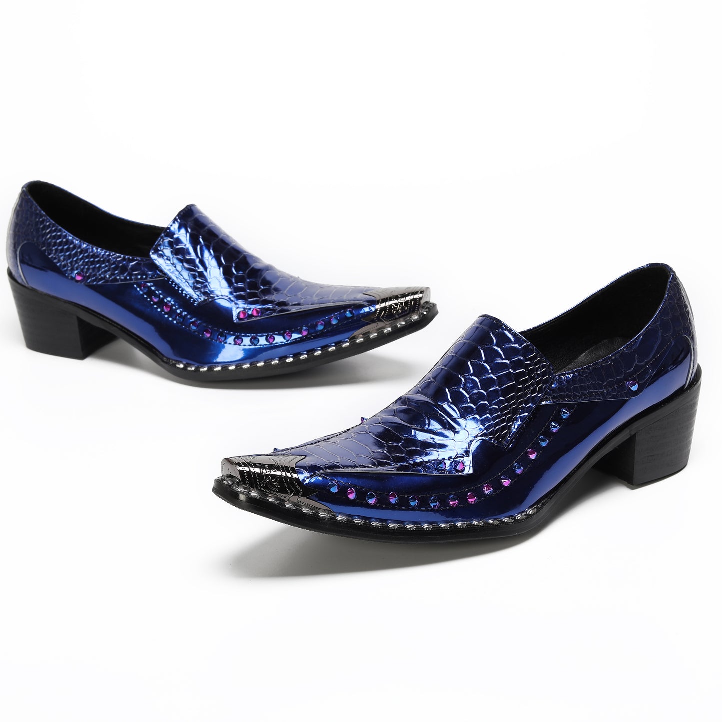 Men¡¯s Top-Grain Leather Metal Toe Slip On Western Loafers