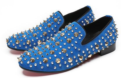 Mens Rocker Suede Party Dsico Ballroom Bar Disco Studded Loafers