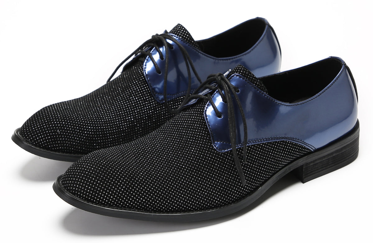 Mens Black Dress Two Tone Leather Fashion Tuxedo Wingtip Oxfords