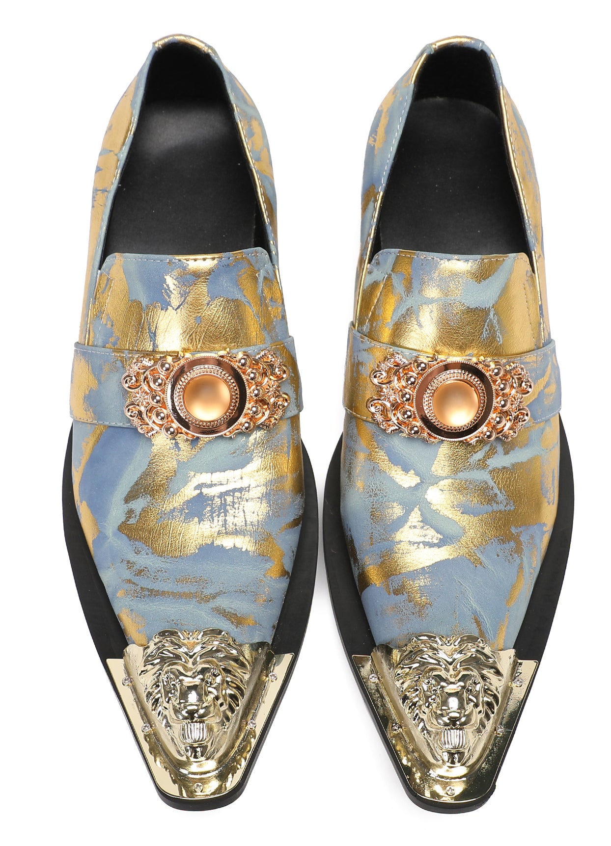 Mens Metal-Tip Dragon Toe Slip On Western Loafers
