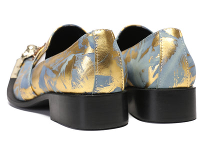 Mens Metal-Tip Dragon Toe Slip On Western Loafers