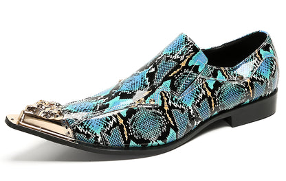 Mens Party Dress Slip On Casual Metal Pointed Toe Western Loafers