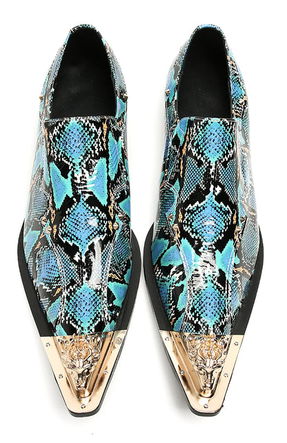 Mens Party Dress Slip On Casual Metal Pointed Toe Western Loafers