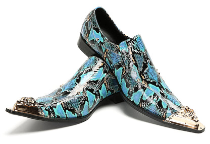 Mens Party Dress Slip On Casual Metal Pointed Toe Western Loafers