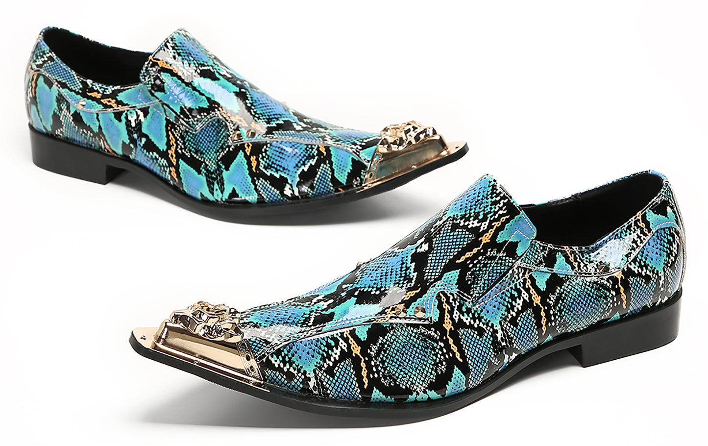Mens Party Dress Slip On Casual Metal Pointed Toe Western Loafers