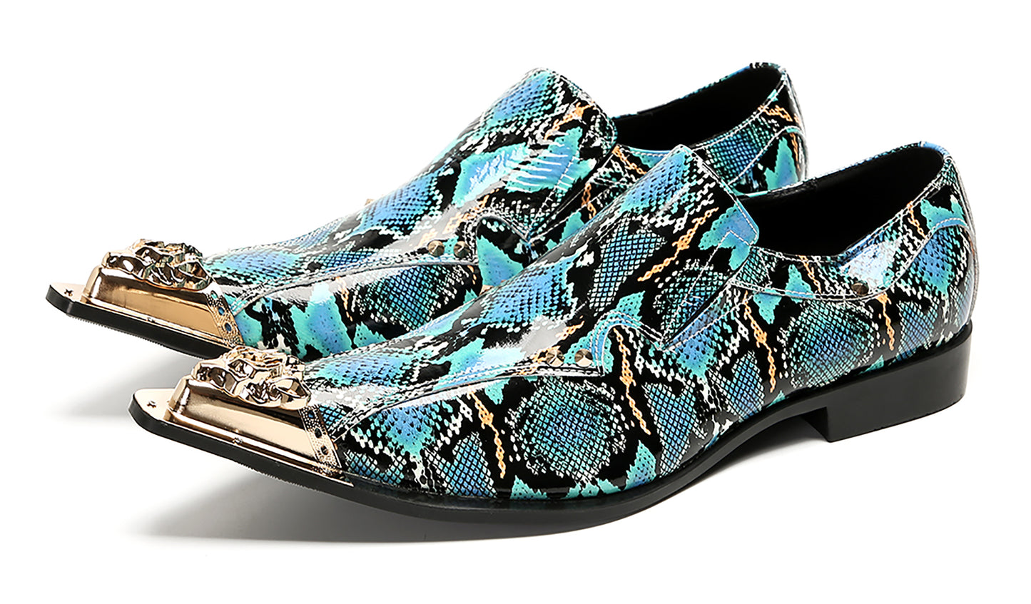 Mens Party Dress Slip On Casual Metal Pointed Toe Western Loafers