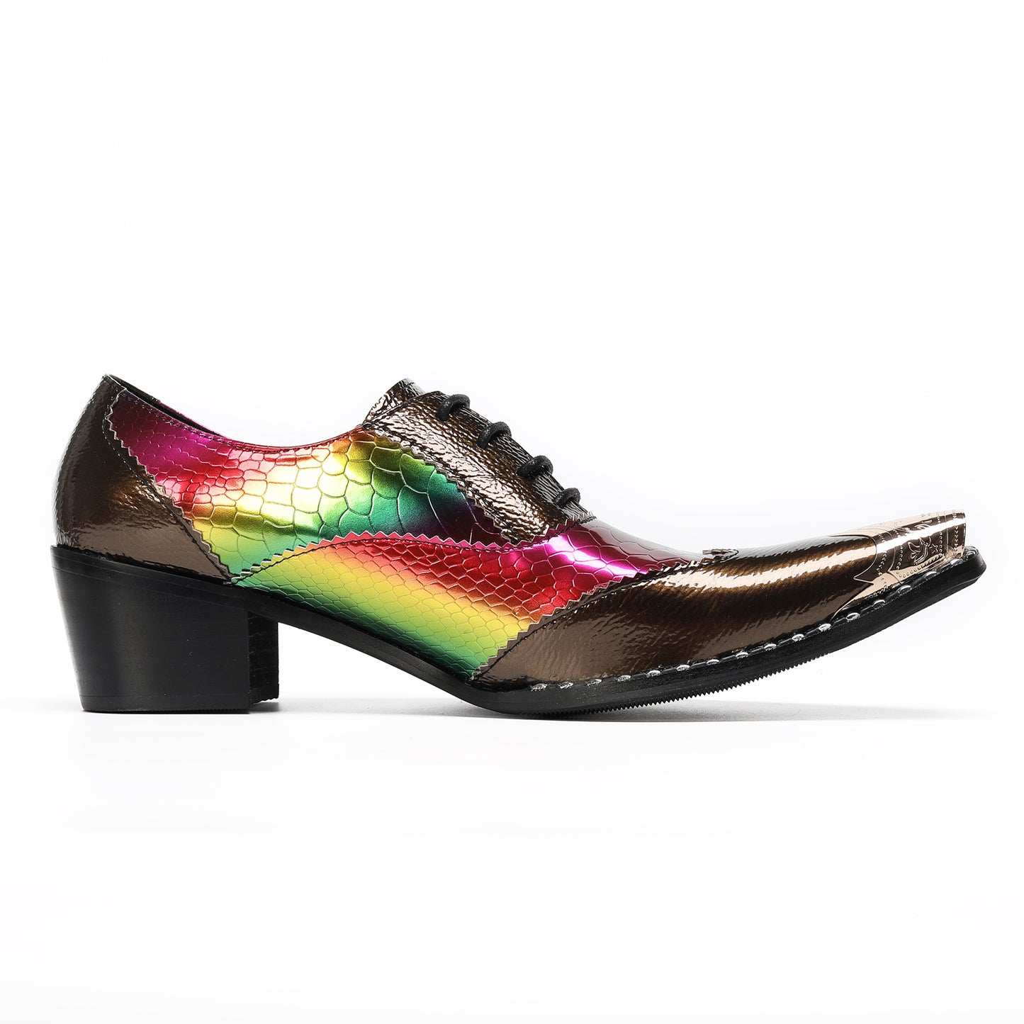 Mens Square Toe Two-Tone Brogue Western Oxfords Shoes