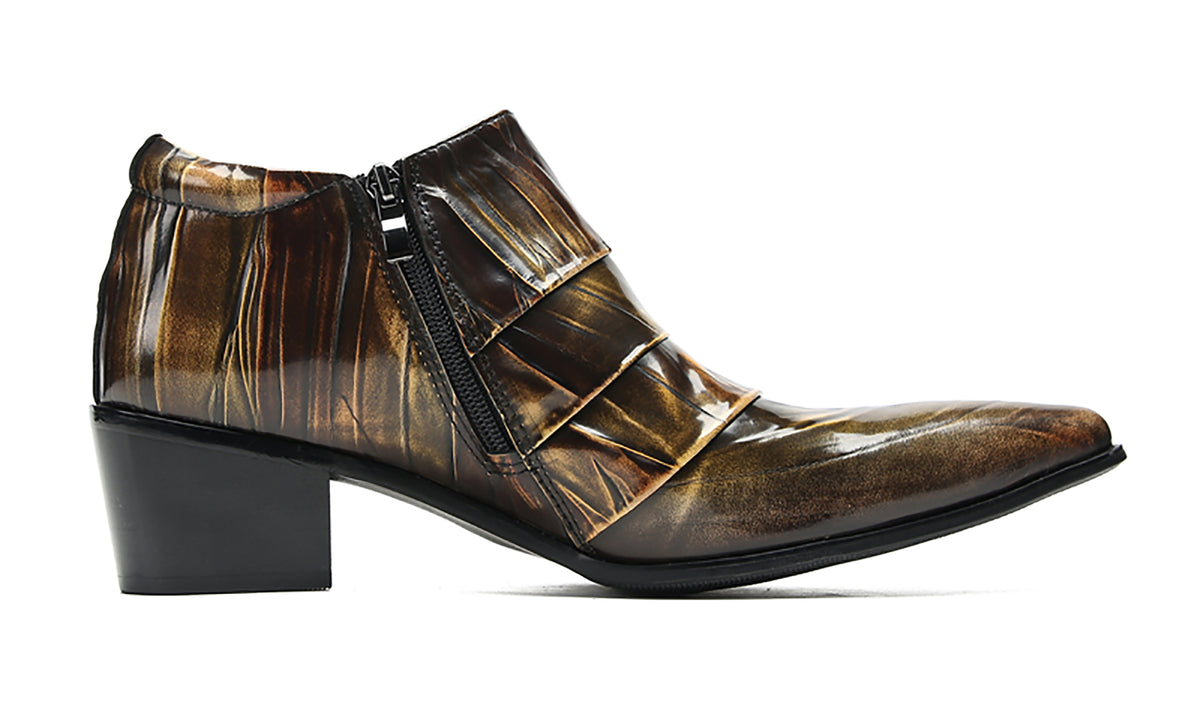 Mens Silp On Casual Dress Party Leather Pointed Toe Heel Pumps Loafers