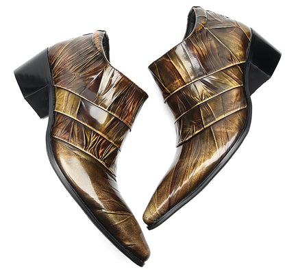 Mens Silp On Casual Dress Party Leather Pointed Toe Heel Pumps Loafers