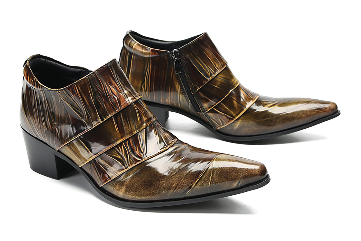 Mens Silp On Casual Dress Party Leather Pointed Toe Heel Pumps Loafers
