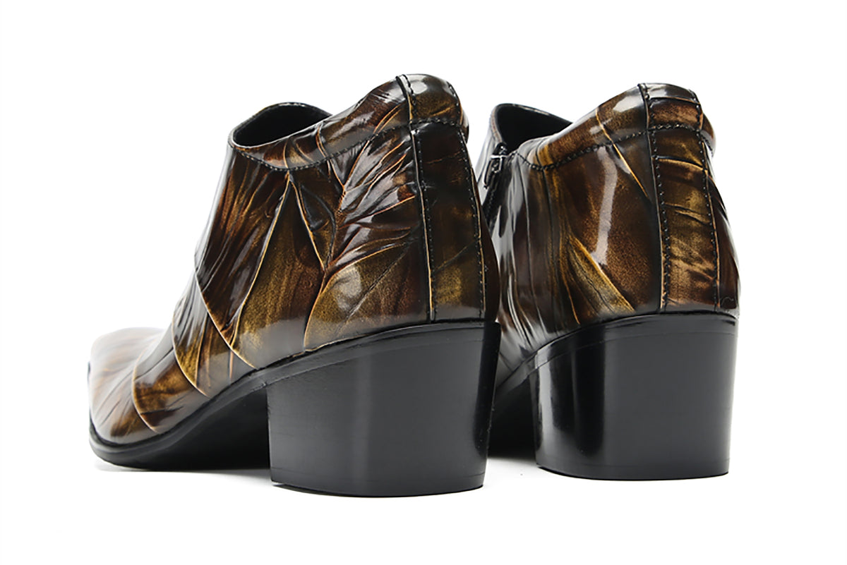 Mens Silp On Casual Dress Party Leather Pointed Toe Heel Pumps Loafers