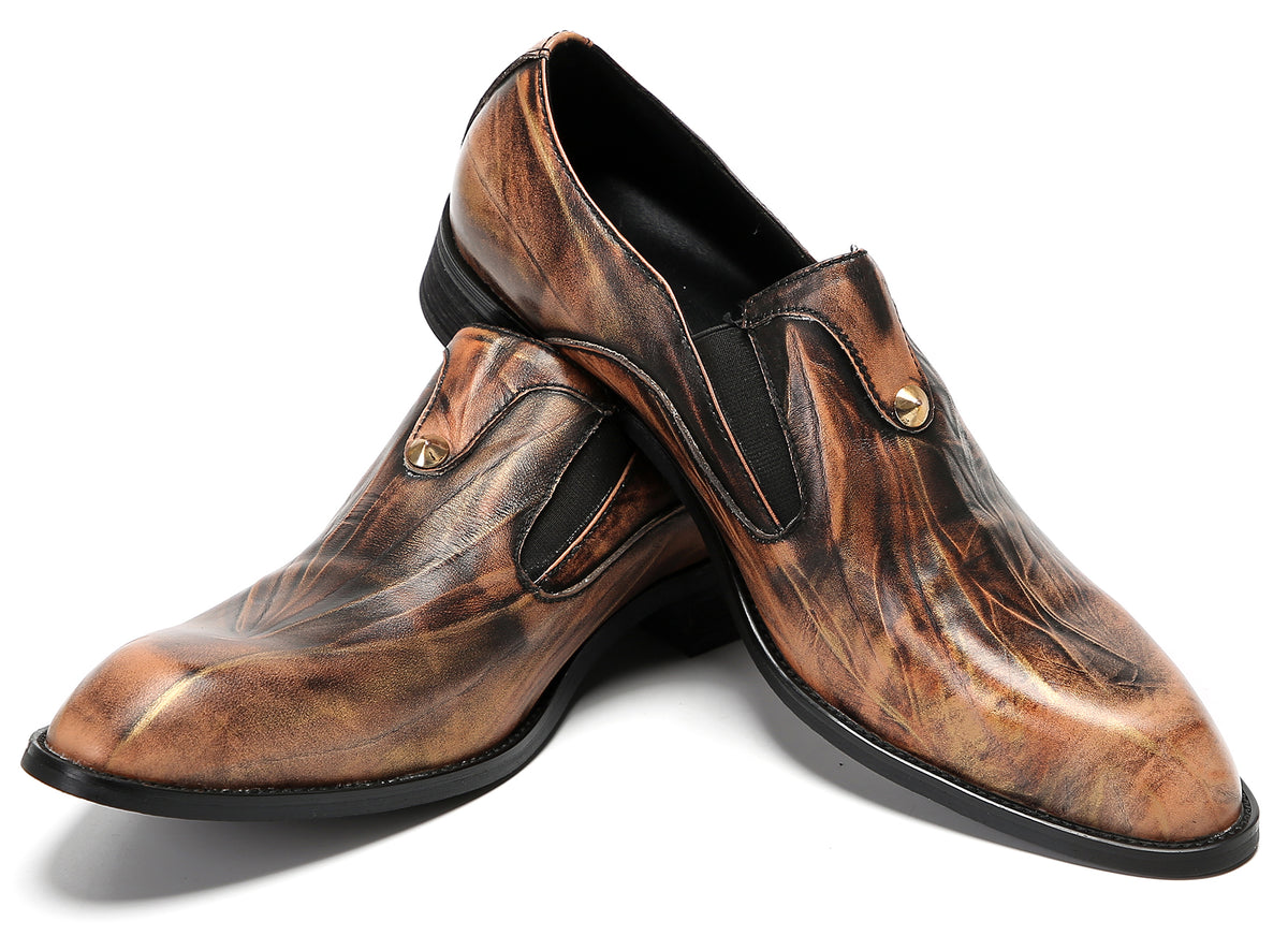 Mens Slip On Shoes Leather Casual Dress Loafers