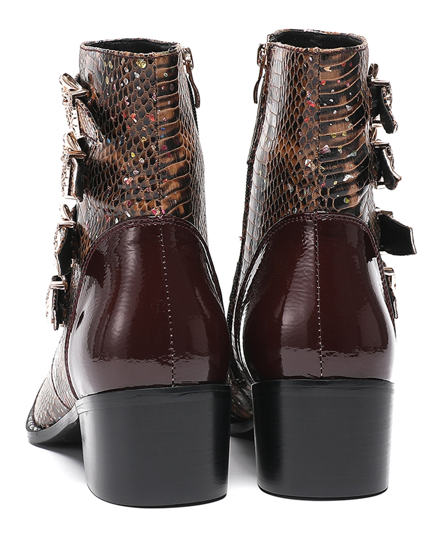 Mens Genuine Leather Punk Rock Dragon Square Toe Cowboy Western Boots