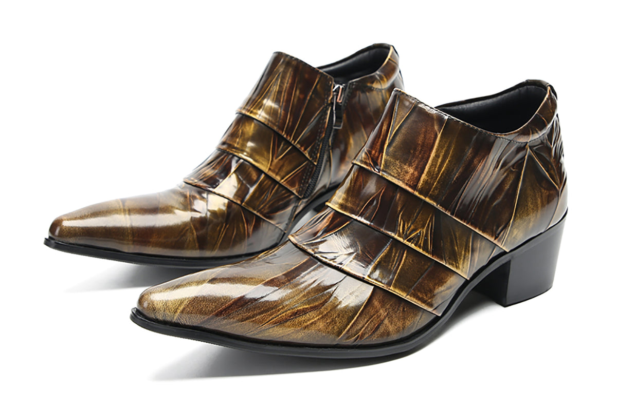 Mens Silp On Casual Dress Party Leather Pointed Toe Heel Pumps Loafers