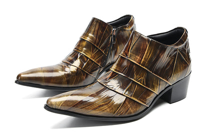Mens Silp On Casual Dress Party Leather Pointed Toe Heel Pumps Loafers