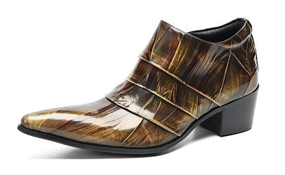 Mens Silp On Casual Dress Party Leather Pointed Toe Heel Pumps Loafers