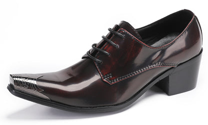 Mens Dress Tuxedo Genuine Leather Metal Tip Toe Heel Western Oxfords