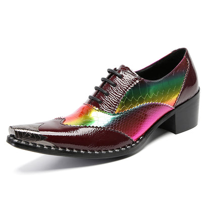 Mens Square Toe Two-Tone Brogue Western Oxfords Shoes
