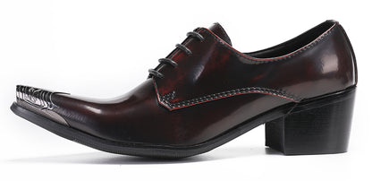 Mens Dress Tuxedo Genuine Leather Metal Tip Toe Heel Western Oxfords